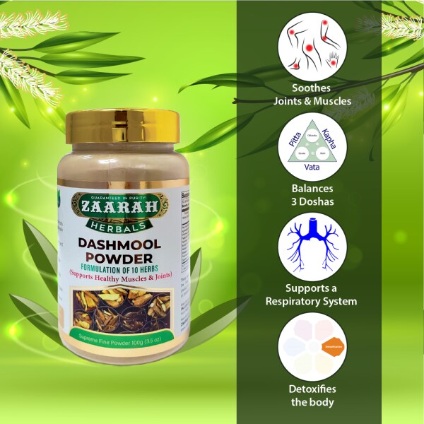 Zaarah Herbals Dashmool Powder 100gm Each Dried Roots Powder of Ten