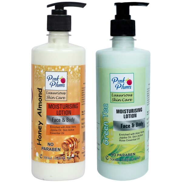 Pink Plums 1000 ML Body LotionHoney Almond + Green Tea Deep Nourish