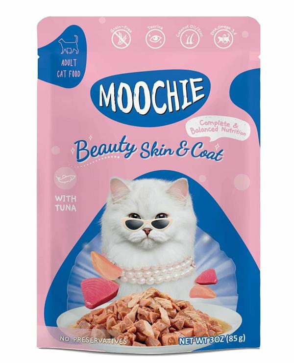 Moochie Wet Cat Food GrainFree Cat Treat Beauty Skin & Coat (48