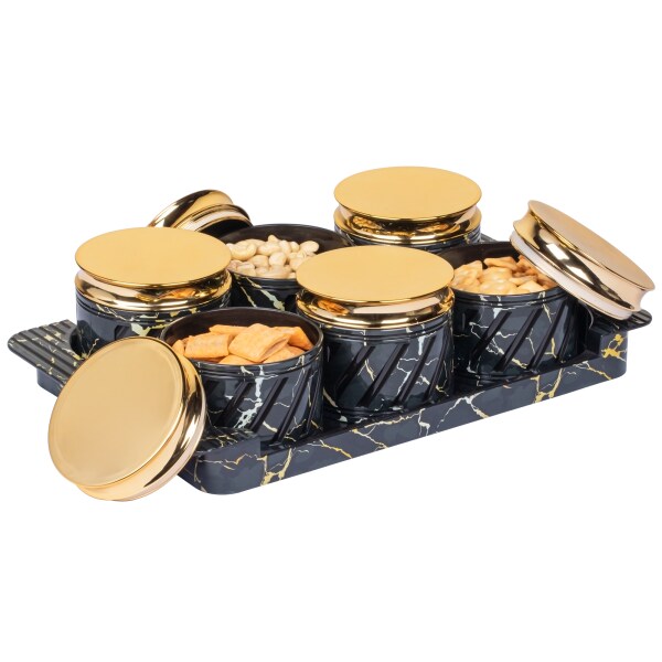 Selvel Airtight Dry Fruit Container Tray Set with Lid & Serving Tray