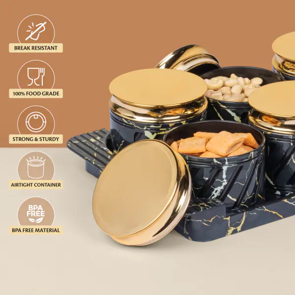 Selvel Airtight Dry Fruit Container Tray Set with Lid & Serving Tray