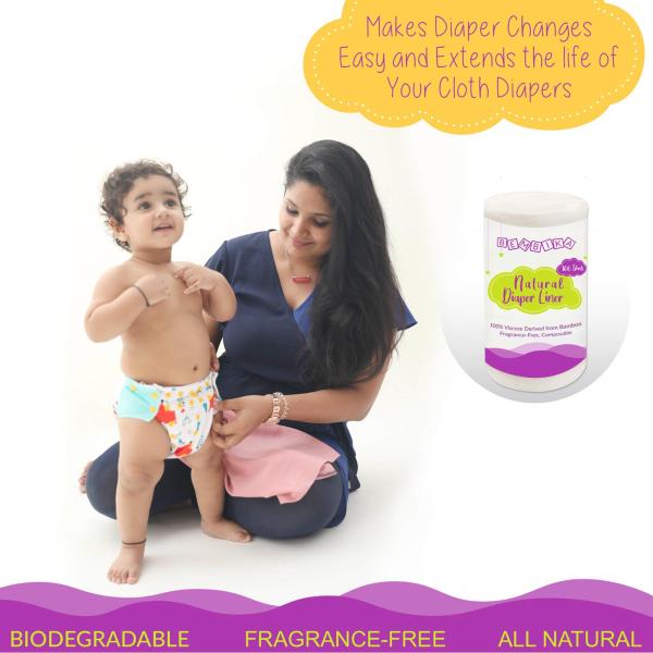 Bembika White Bamboo Diaper Liners Disposable (Pack Of 3) JioMart