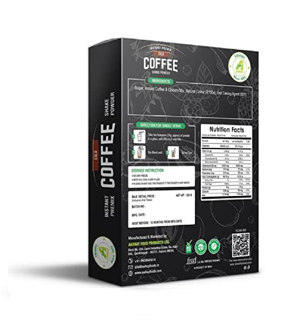 AARKAY Cold Coffee Natural Instant Premix High Protein Milkshake Powder, 120g JioMart