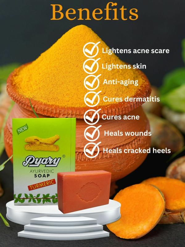 Queue Pyary Ayurvedic Turmeric soap for Skin whitening and Lightning
