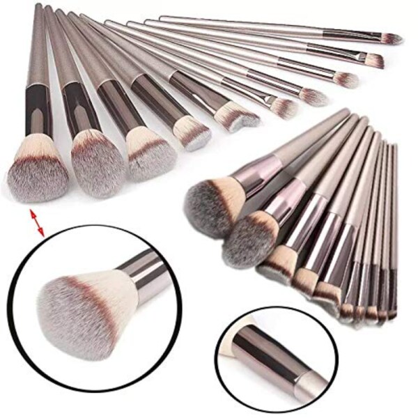 Roslet Professional Champagne Gold Makeup Brushes soft bristles set 10