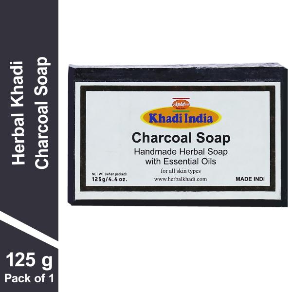 Herbal Khadi Deep Cleaning & Exfoliating Activated Charcoal Soap 99.9 protection from germs