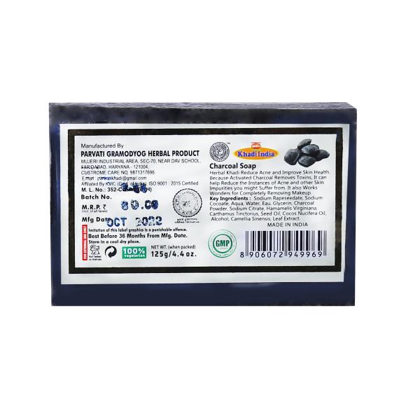 Herbal Khadi Deep Cleaning & Exfoliating Activated Charcoal Soap 99.9 protection from germs