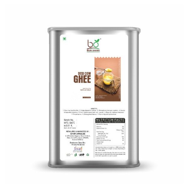 Bhumi Organic Pure Natural Desi Cow Ghee with Rich Aroma-2000ml (TIN ...