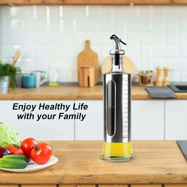 Divine Home Glass with Steel Glass Oil Dispenser 500 ml JioMart