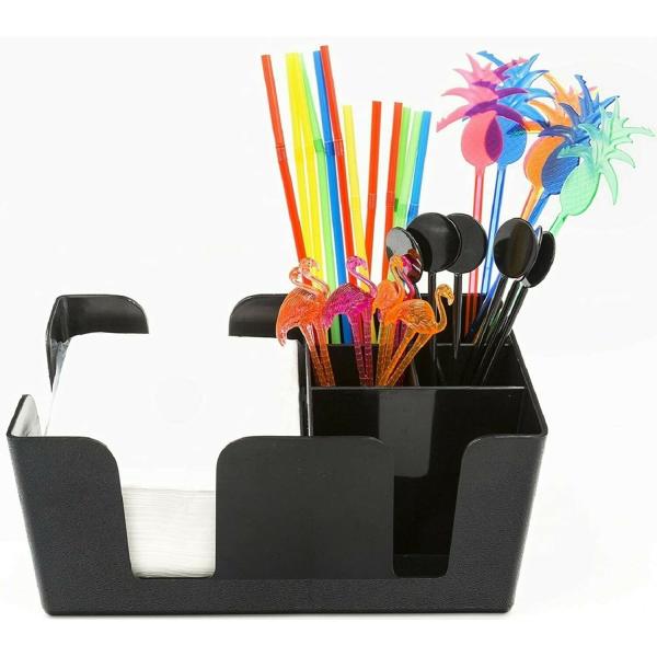 Flair Plastic Bar Caddy Organizer and Straw Holder with 6 Compartments JioMart