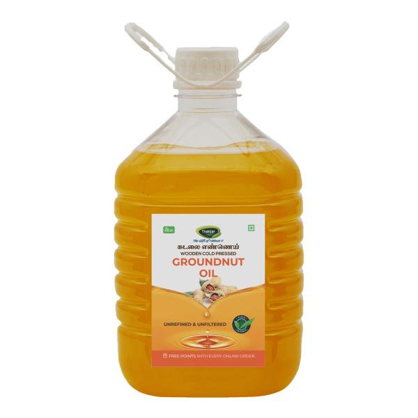 Thanjai Natural Groundnut Oil 3Ltr Cane Unrefined Virgin Wooden Cold
