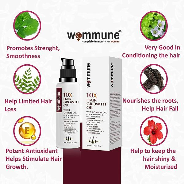 Wommune Hair Growth Oil With Onion Oil & Black seed Oil & DHT Blocker