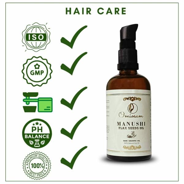 Omiosam - Hair Growth oil (Flax seeds oil) 100% Natural Virigin Hair  Oil-Manushi - Hair Growth oil-flax seeds hair oil- Cold Pressed Flaxseed  Oil with Omega 3-6-9. 100ML virgin Oil- - JioMart