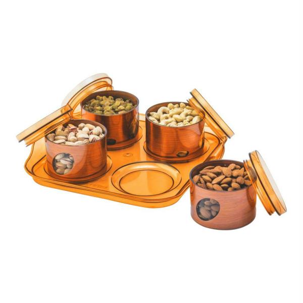 Nabhya Airtight Dry Fruit Set Box with Lid Serving Tray 500 Milliliters