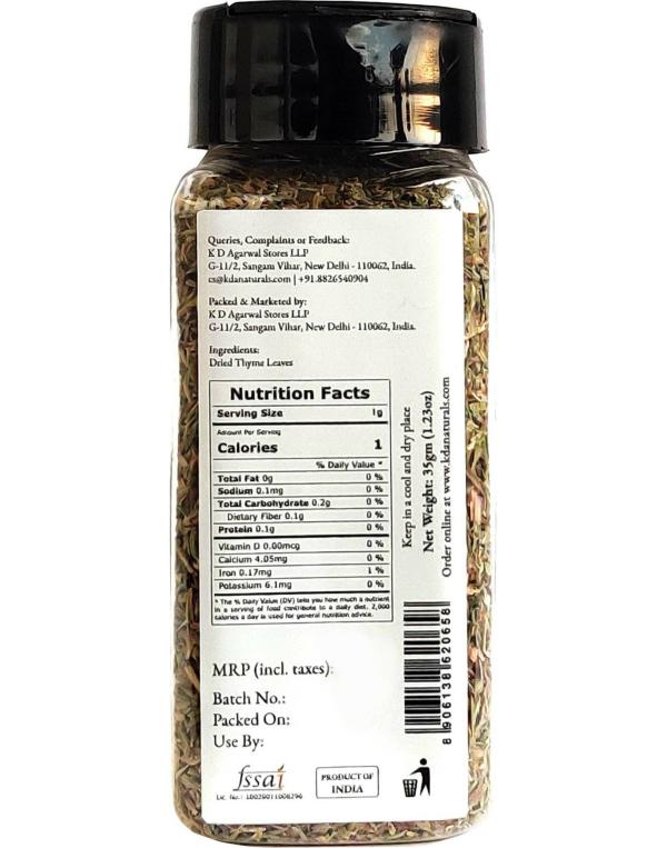 KDA Dried Thyme Leaves, 35 g JioMart
