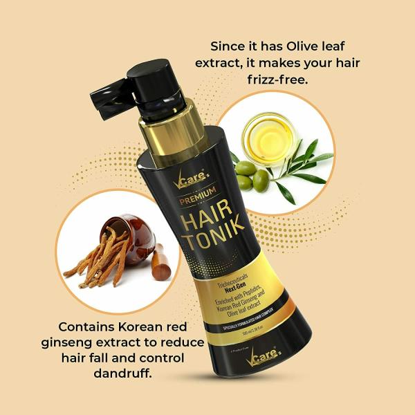 VCare New Premium Hair Tonik for Men & Women - With Castor Oil and Olive  Leaf Extract