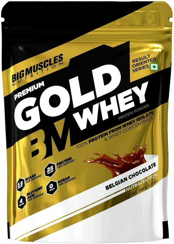 BIGMUSCLES NUTRITION Gold Whey Protein Powder Belgian Chocolate Muscule Buldding 500 g JioMart