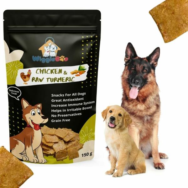 WiggleBoo Chicken & Raw Turmeric Dog Treat Protein Rich Fiber Rich