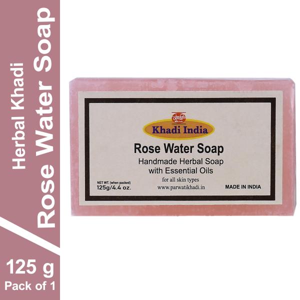 Herbal Khadi NATURAL ROSE WATER HANDMADE SOAP exotic fragrances Glowing