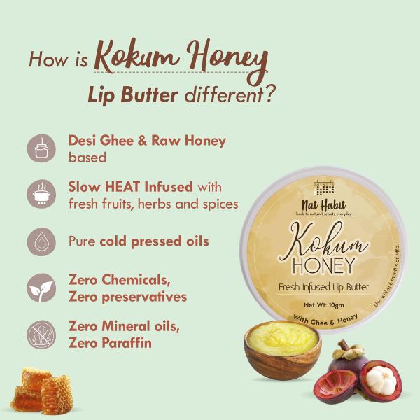 Nat Habit Kokum Honey Lip Balm Fresh made of Ghee, Honey 10g JioMart