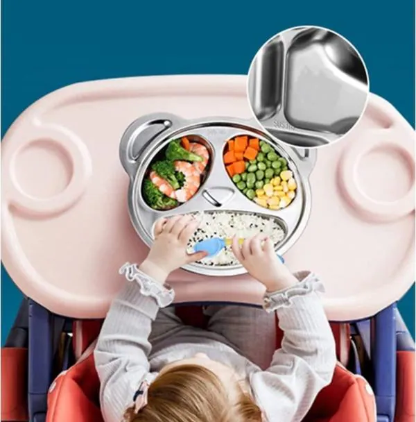 Kunya Stainless Steel Divided Plates, 3 Sections Unbreakable Dinner