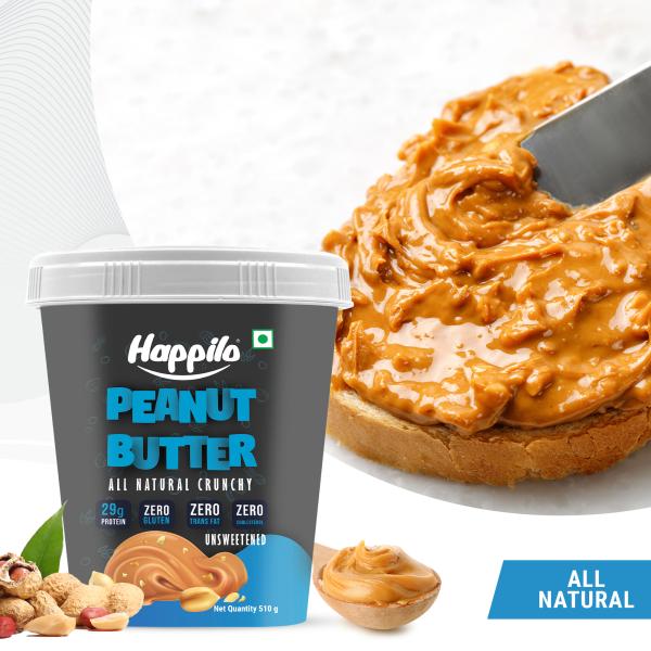 Happilo All Natural Peanut Butter Crunchy 510g, Protein Rich, Roasted