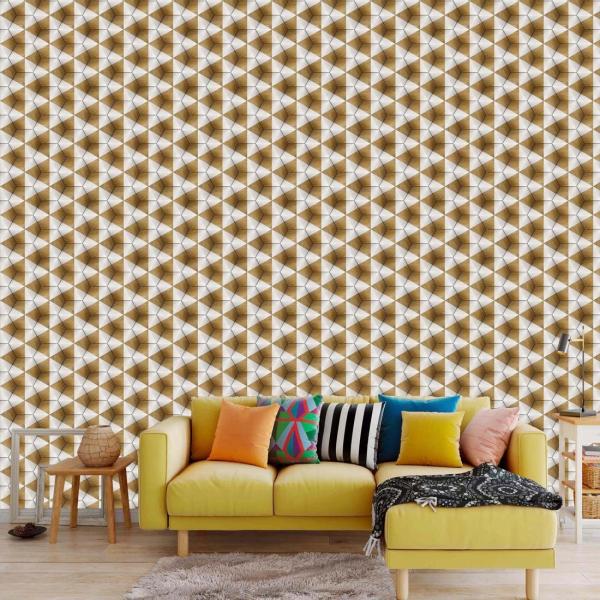 WallWear Wallpapers & Wall Stickers Model (YellowWhiteTriangle) Pack Of