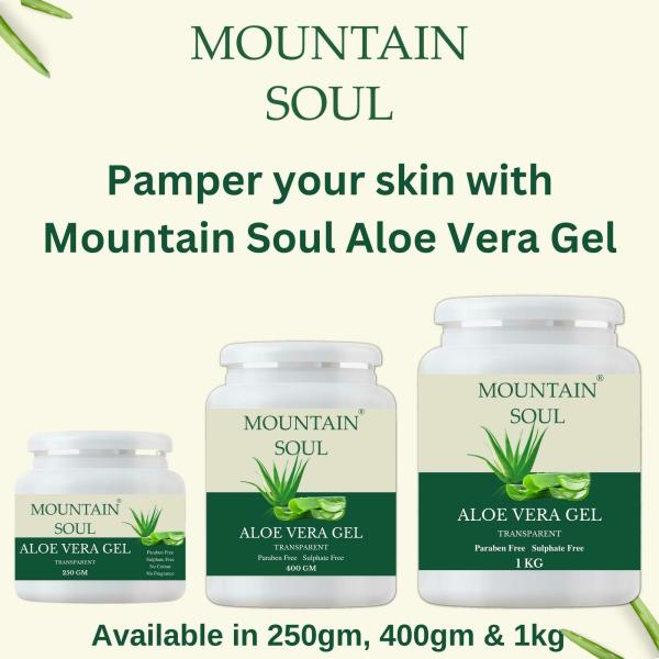 Mountain Soul Aloe Vera Gel 1kg Ideal for Skin, Face, Acne Scars, Paraben Free Sulphate Free