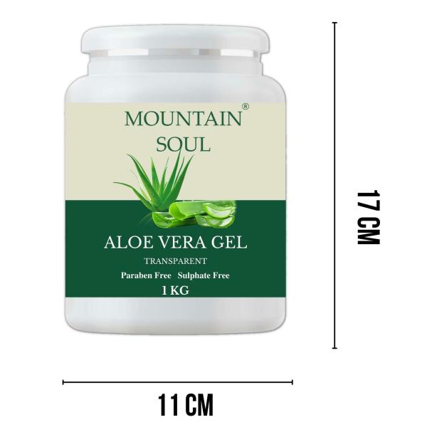 Mountain Soul Aloe Vera Gel 1kg Ideal for Skin, Face, Acne Scars, Paraben Free Sulphate Free