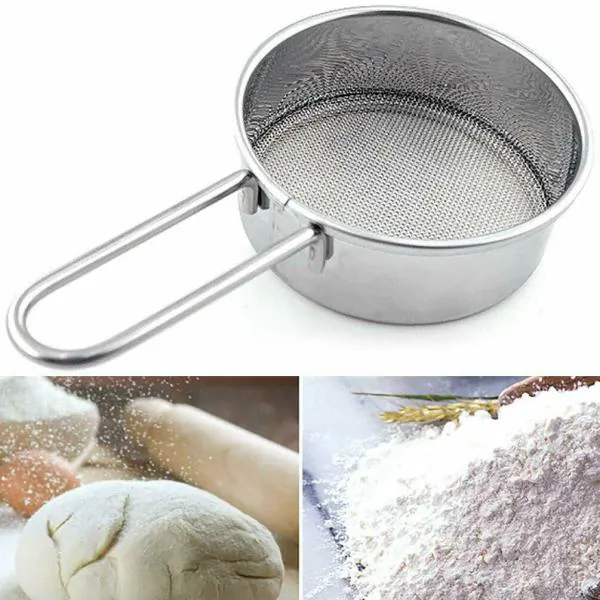 UPKARANWALE Steel with Long Handle, Flour Sieve Mini Small Flour Sifter