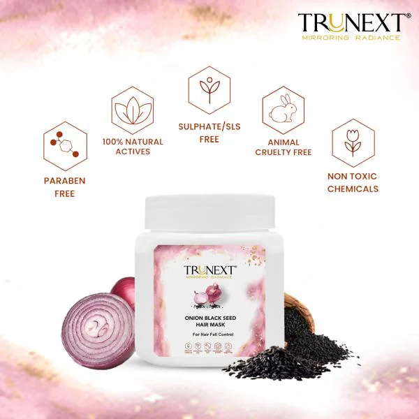 Trunext Onion Black Seed Hair Mask, Controls Hair Fall, No Sulphate