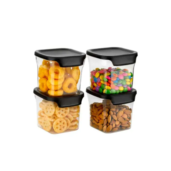 YELLOCUT Airtight Plastic Square Lock Container Set Of 4 for Kitchen