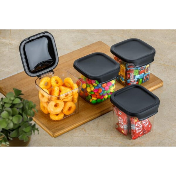 YELLOCUT Airtight Plastic Square Lock Container Set Of 4 for Kitchen