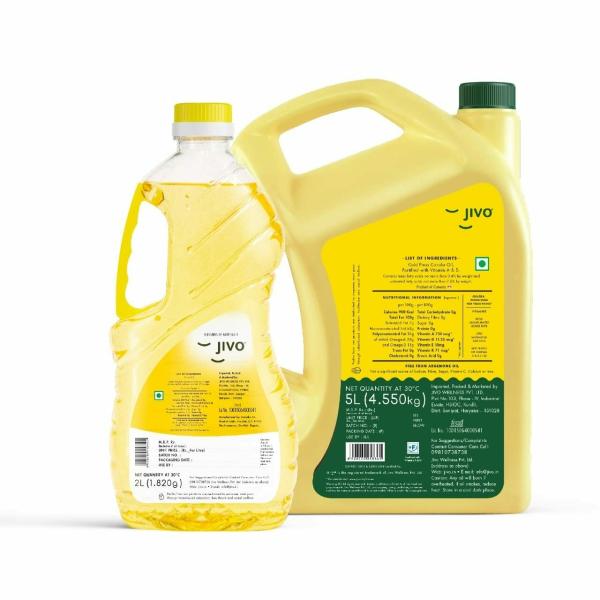 Jivo Canola Cold Press Edible Oil 5L with Jivo Extra light Olive Oil 2L
