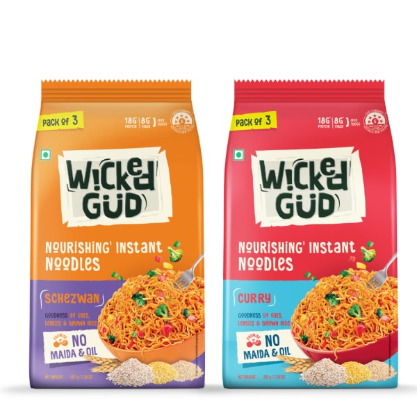 WickedGud Schezwan Noodles (207gm) & Curry Noodles (201gm) Healthy