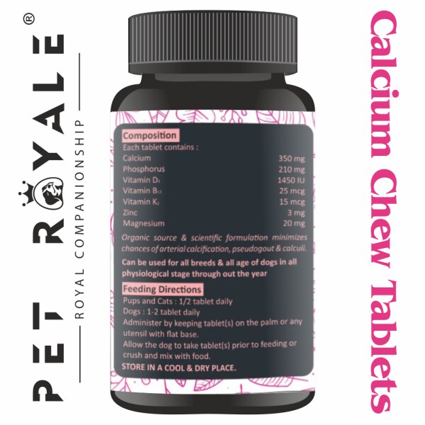 Pet royale Calcium Tablets for Dogs Adult Dog Calcium Tablets 60