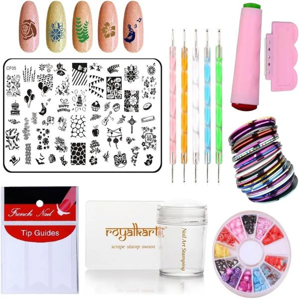 Royalkart Nail Art Stamping Kit For Women With Nail Stamper & Dotting