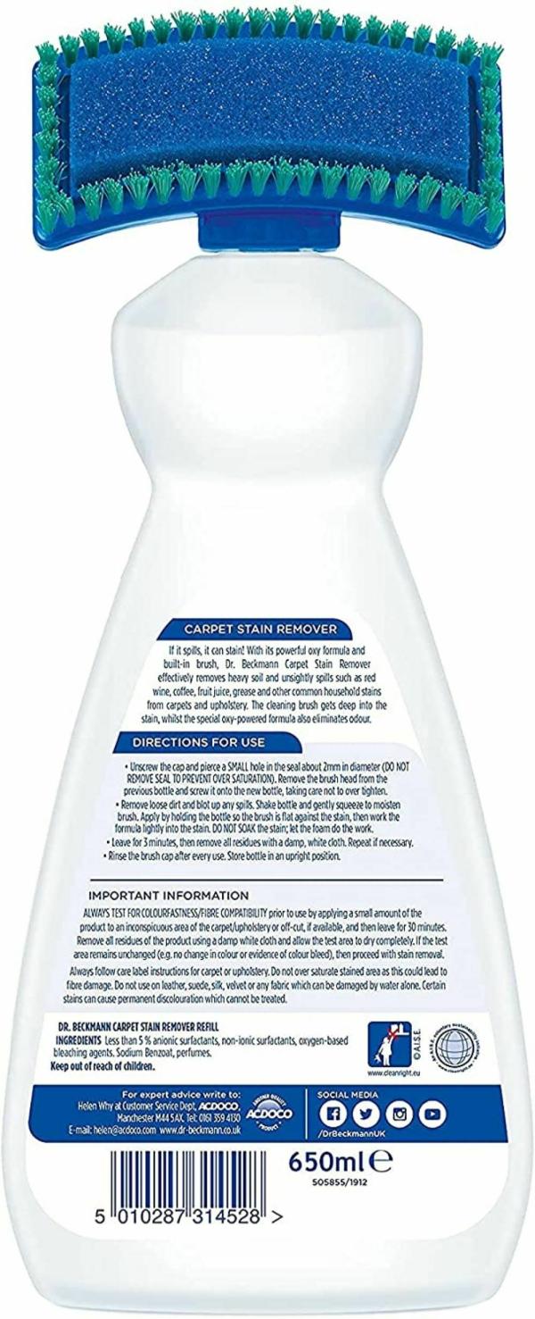 Dr. Beckmann Carpet Stain Remover Removes Stubborn Stains and Odours