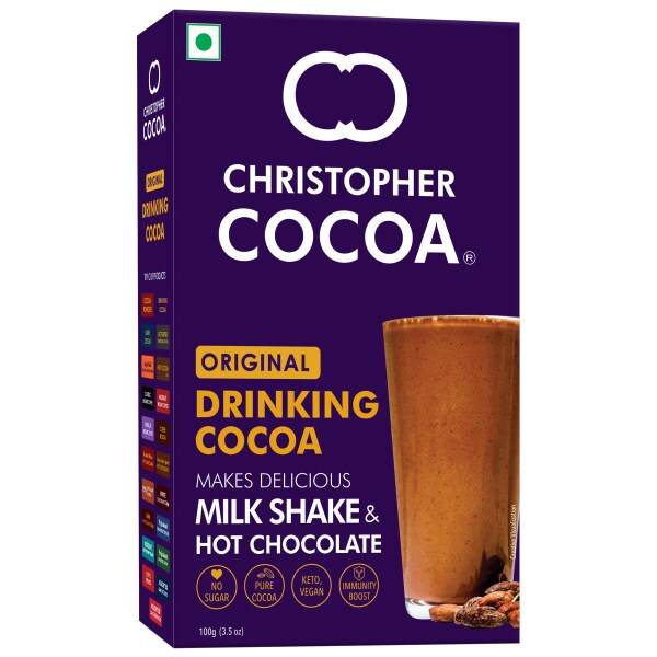 Christopher Cocoa, Drinking Chocolate Cocoa Powder, Dark No Sugar, 100g