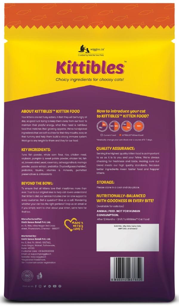 WigglesKittibles Kitten Food Dry Kitty, 3 Kg, 112 months Ashwagandha