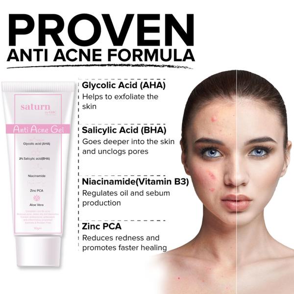 Saturn by GHC Salicylic Acid Anti Acne Gel for Acne Scars and Blemishes