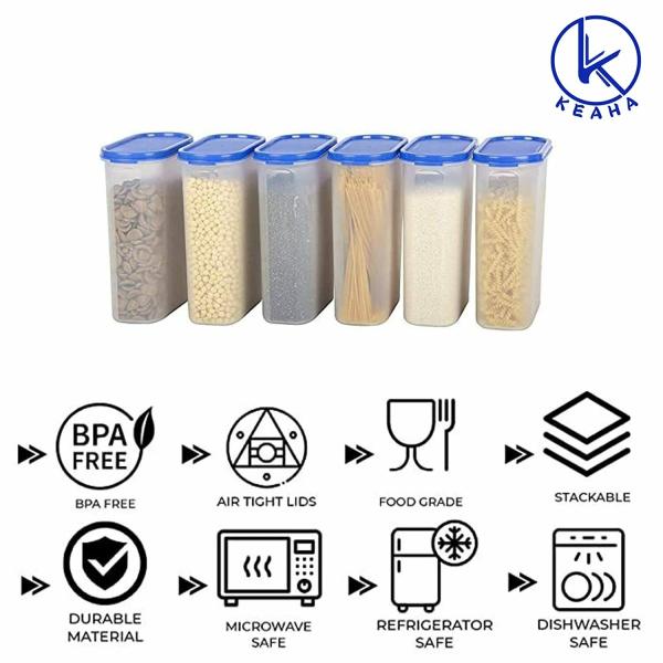 KEAHA Plastic Air Tight Kitchen Storage Containers Set, BPAFree pack
