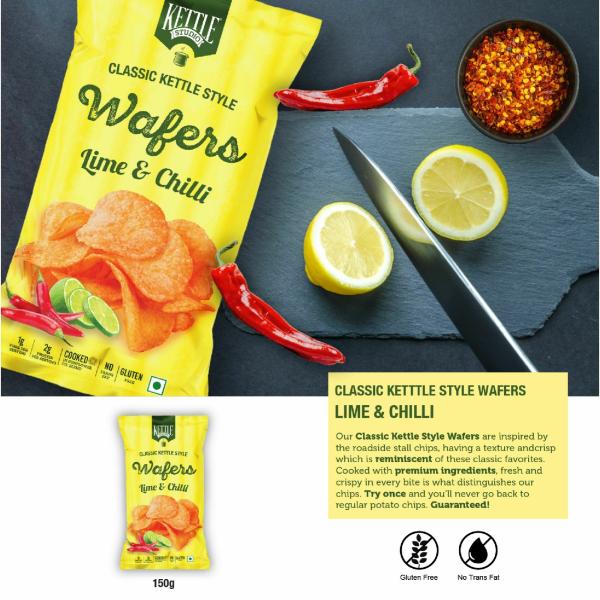 Kettle Studio Potato Chips Classic Kettle Style Wafer Lime & Chilli