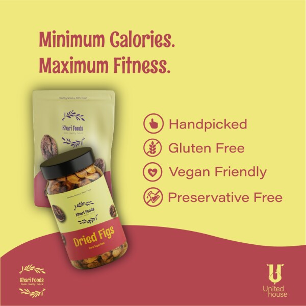 Khari Foods Premium Jumbo Dried Figs 250g, Anjeer Dry Fruits, Rich in