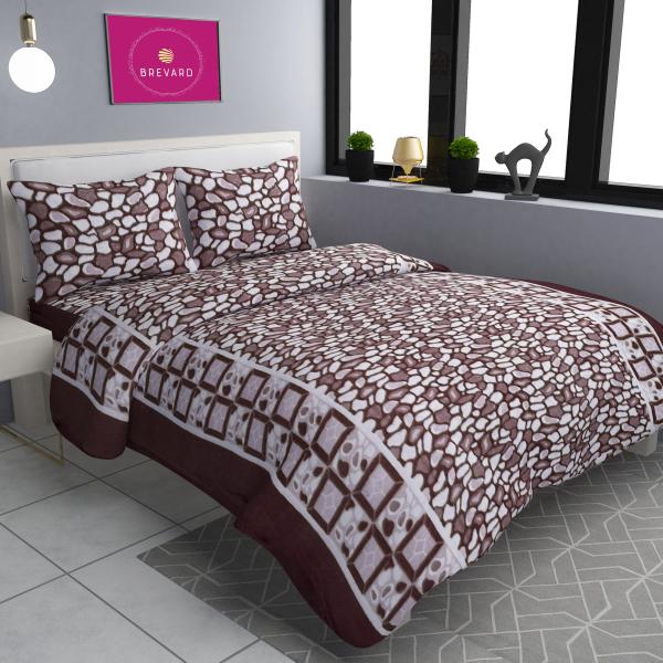 BREVARD Woolen Heavy Fleece Warm Checkered Double Bedsheet with Two