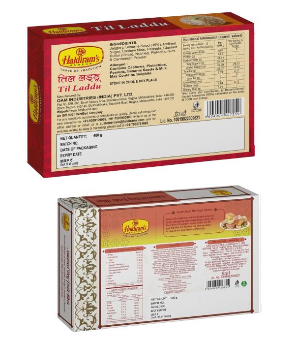 Haldirams Nagpur Til laddu (400g) and Dry Fruit ladoo (500g) Comb pack