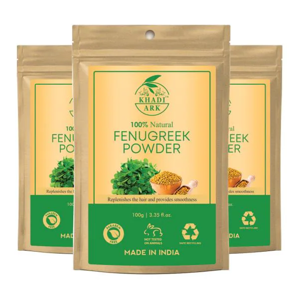Khadi Ark 100 Pure Natural Fenugreek Powder for All types of Hair & skin (Pack Of 3), 300g