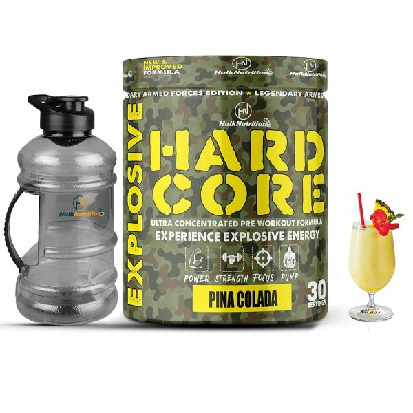 Hulk Nutrition Hard Core PreWorkout With Gallon(Pina Colada,195gm