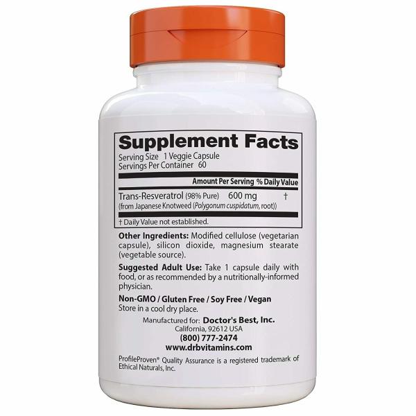Doctor's Best TransResveratrol 600 mg 60 Veggie Capsules JioMart