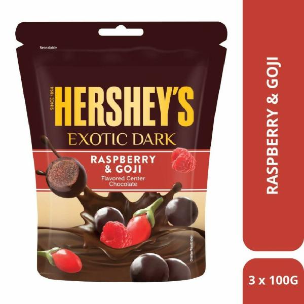 Hershey's Exotic Dark Chocolate Raspberry & Goji, 100g (Pack of 3